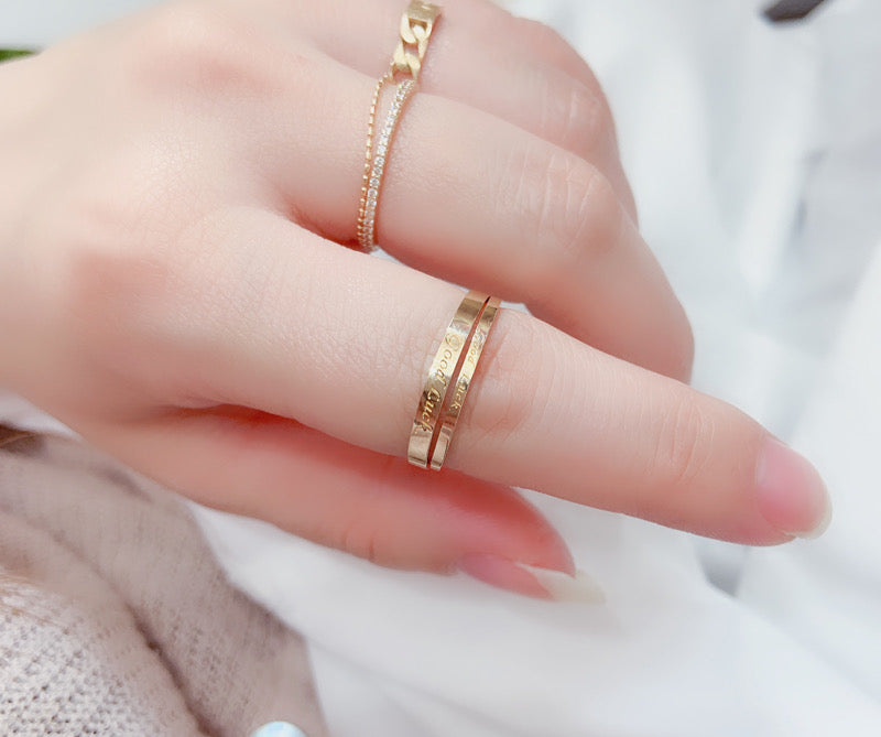 Engraved 'Good Luck' Stackable Ring