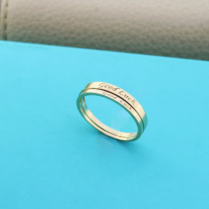 Engraved 'Good Luck' Stackable Ring