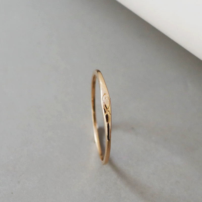 Engraved Fish Stackable Ring