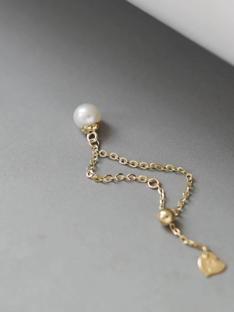 Adjustable Pearl Chain Stackable Ring