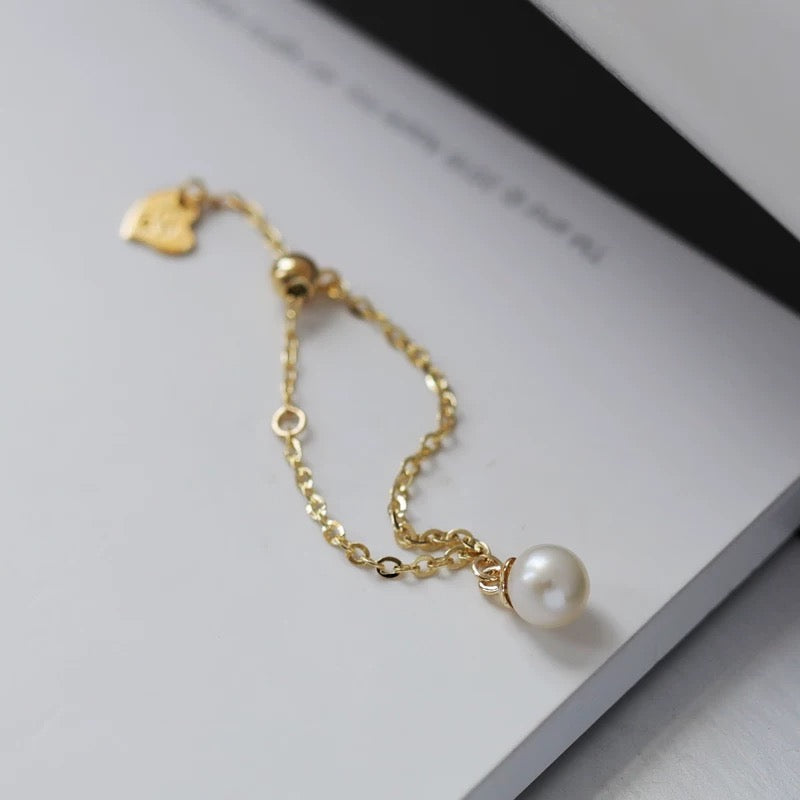 Adjustable Pearl Chain Stackable Ring