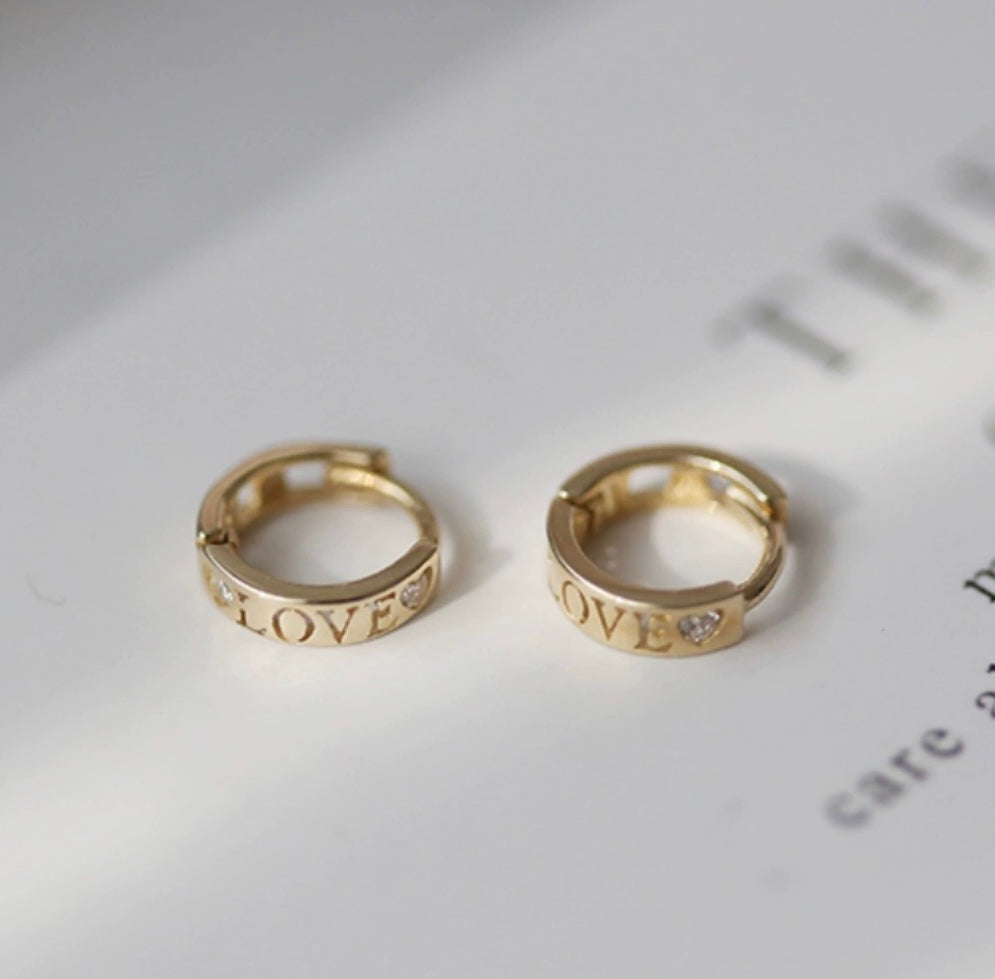 Mini Engraved 'LOVE' Huggie Hoops