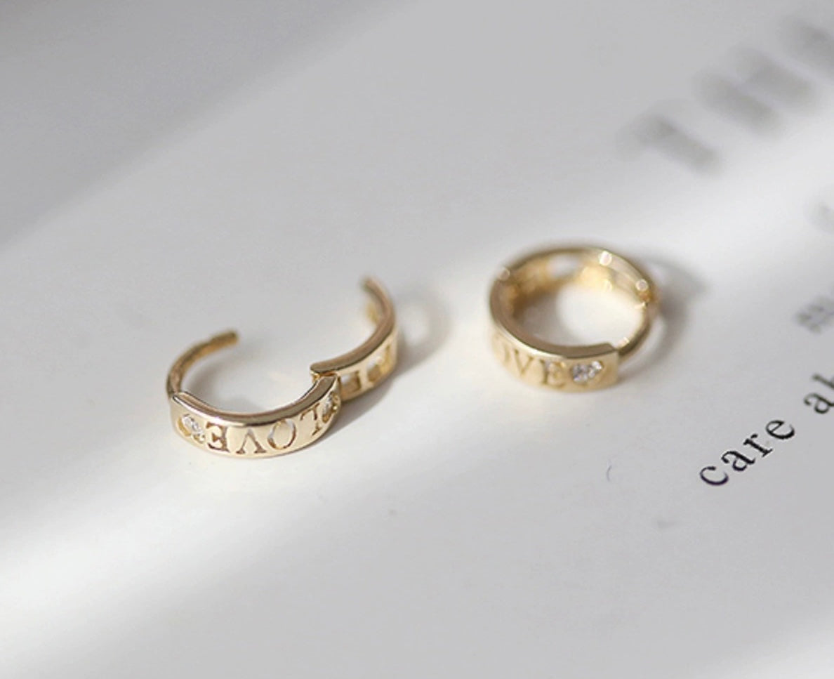 Mini Engraved 'LOVE' Huggie Hoops