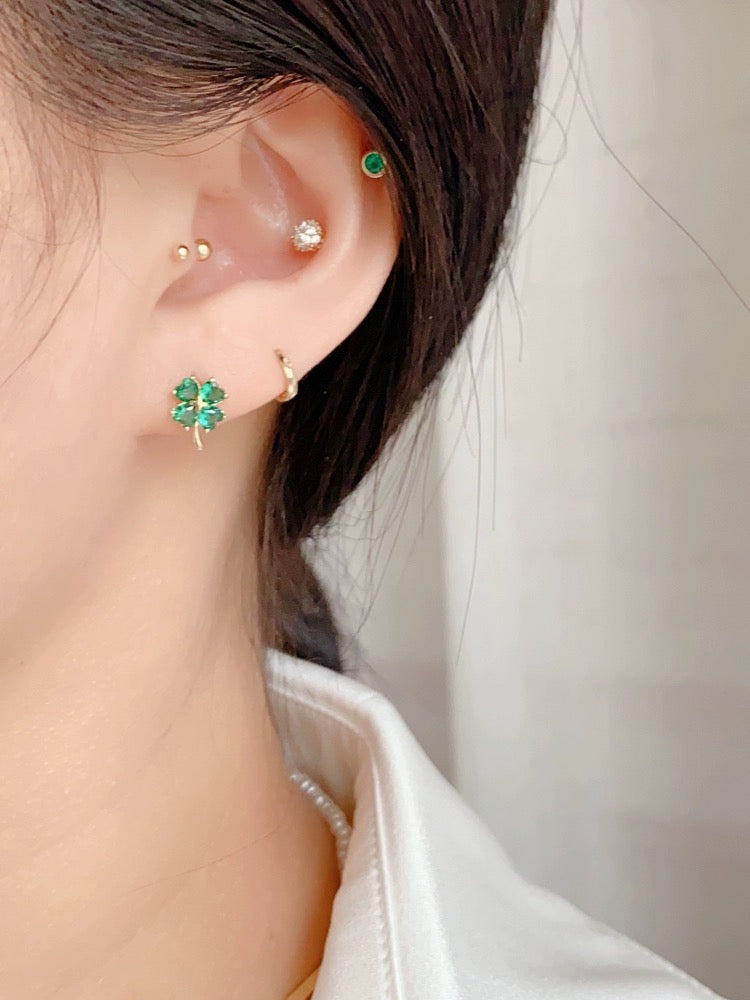 Crystal Clover Charm Stud Earrings