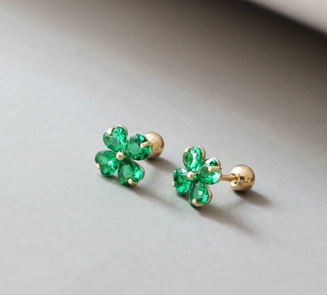 Mini Crystal Clover Stud Earrings