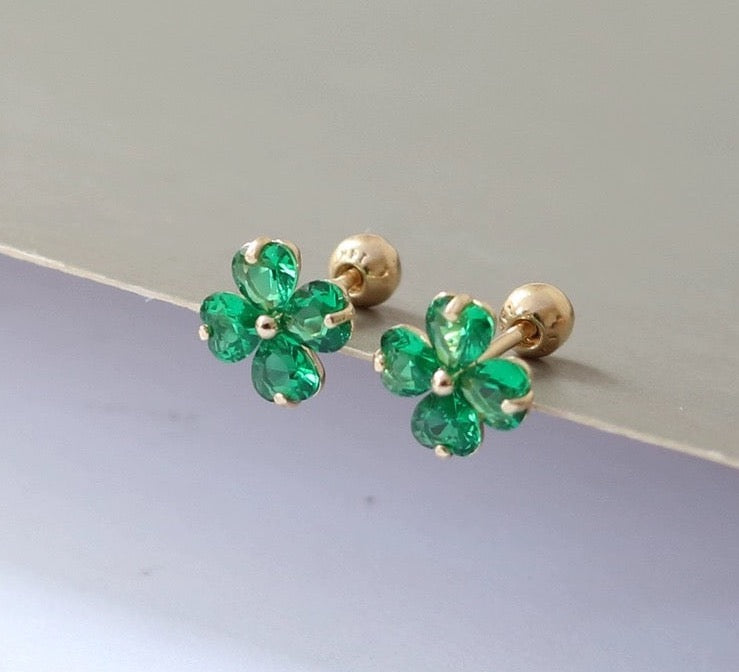 Mini Crystal Clover Stud Earrings