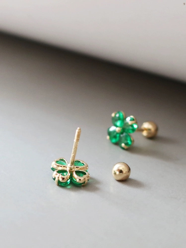 Mini Crystal Clover Stud Earrings