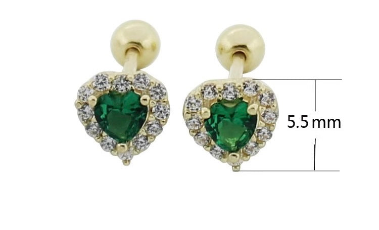 Royce Green Heart Stud Earrings