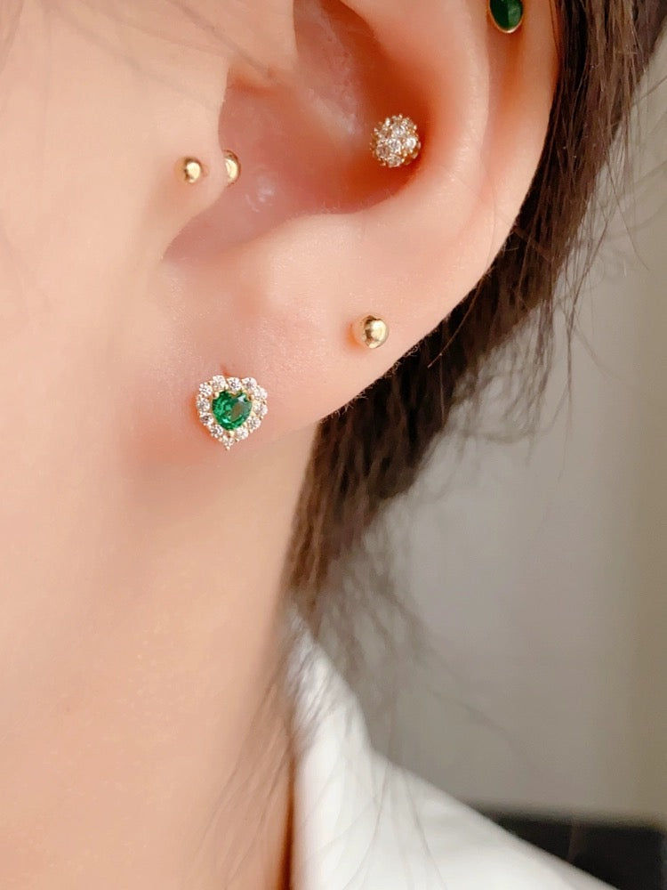 Royce Green Heart Stud Earrings