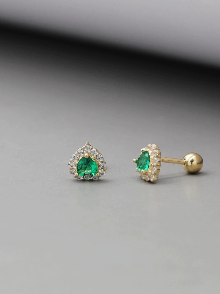 Royce Green Heart Stud Earrings