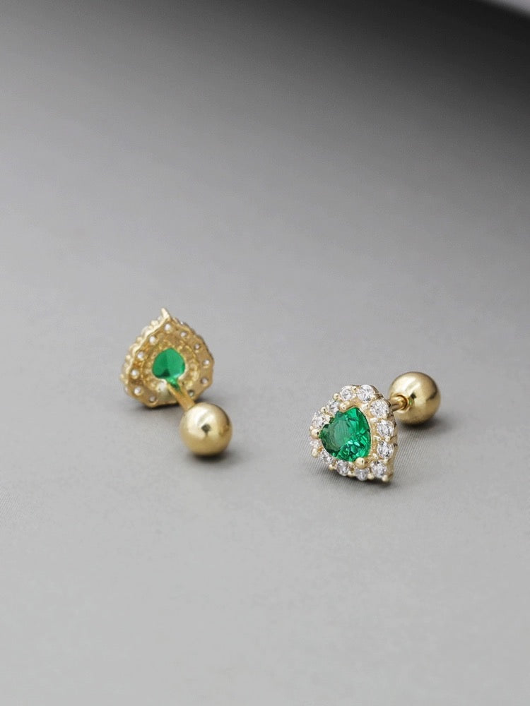 Royce Green Heart Stud Earrings