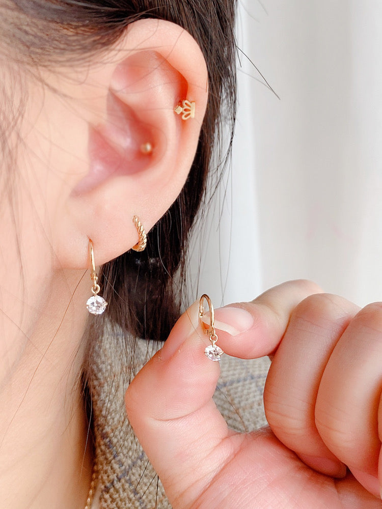 Moissanite Stone Huggie Hoops