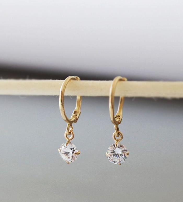 Moissanite Stone Huggie Hoops