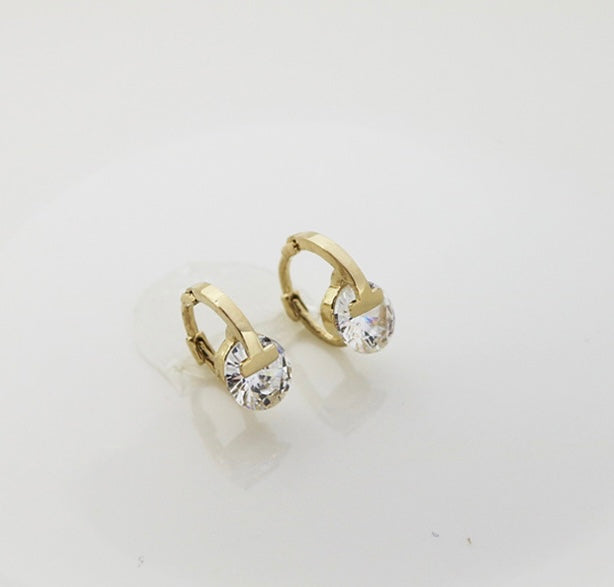 T-Bar Round Moissanite Huggie Hoops