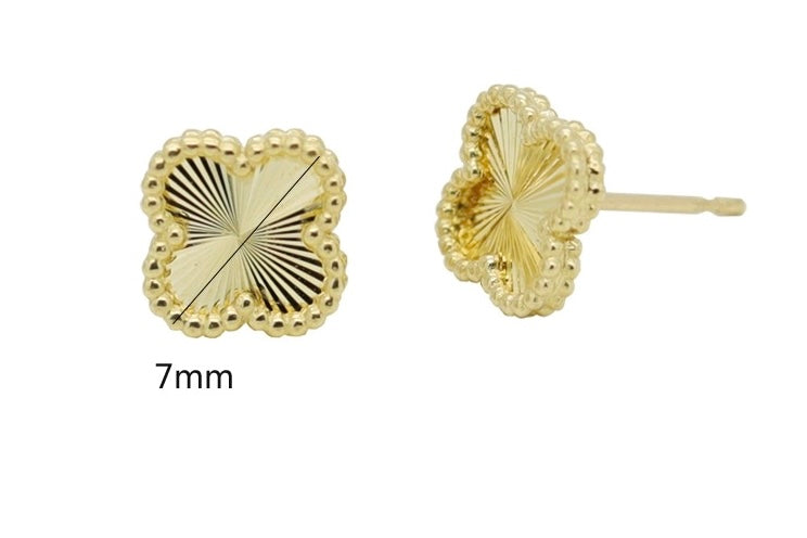 Beaded Clover Spiralled Stud Earrings