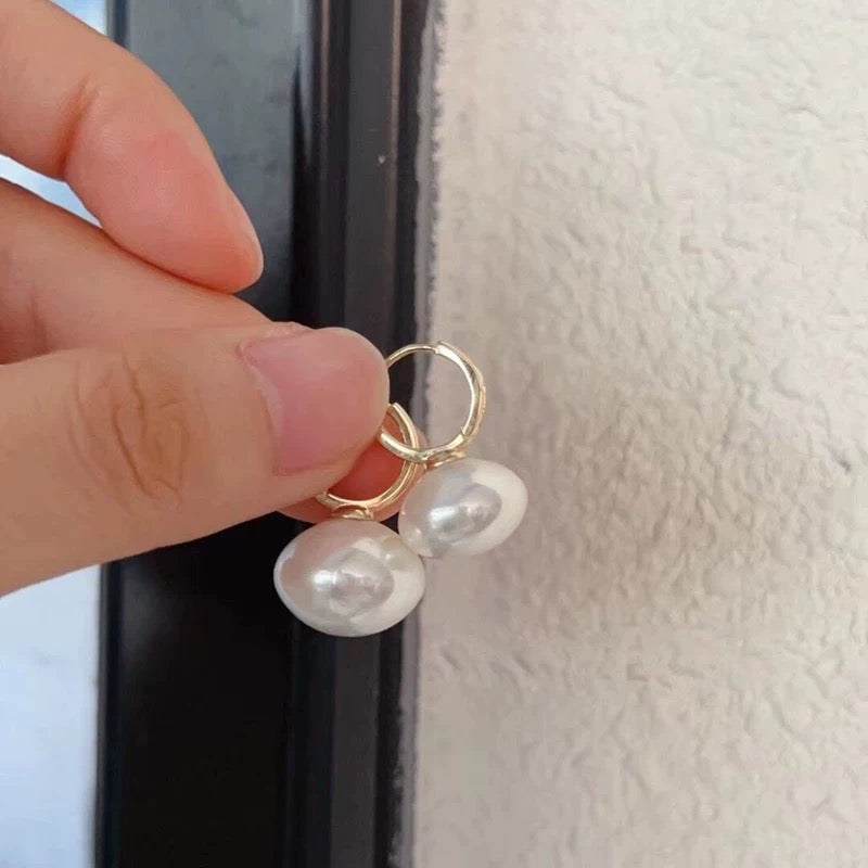 Bulb Pearl Huggie Hoops