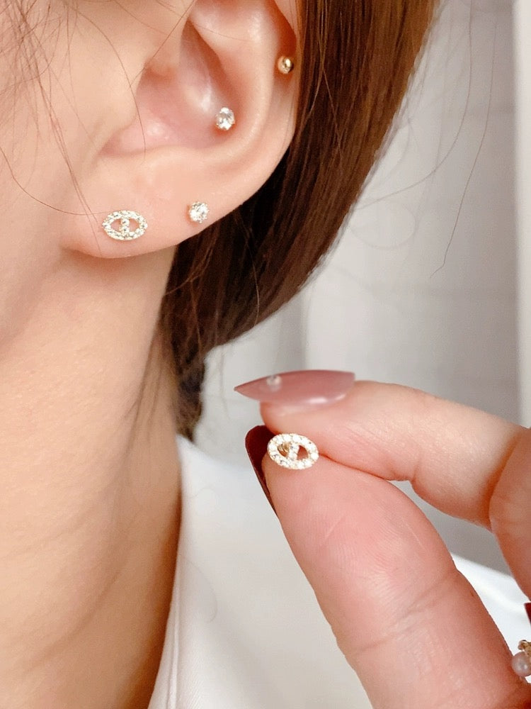 Studded Marine Link Stud Earrings