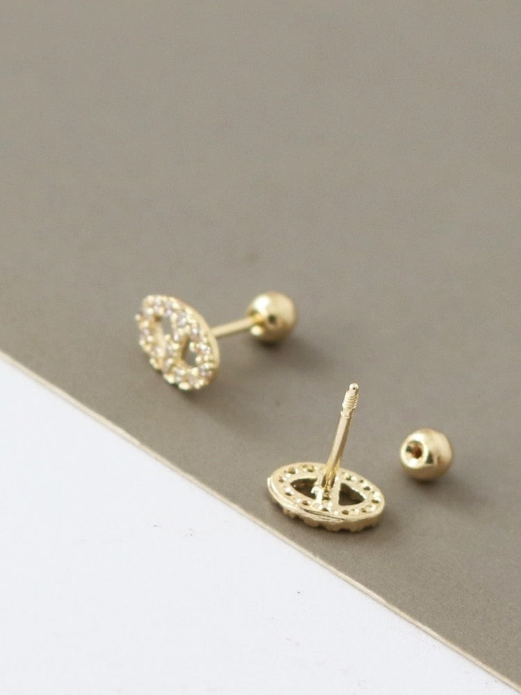 Studded Marine Link Stud Earrings