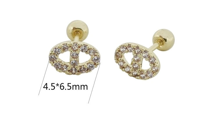 Studded Marine Link Stud Earrings