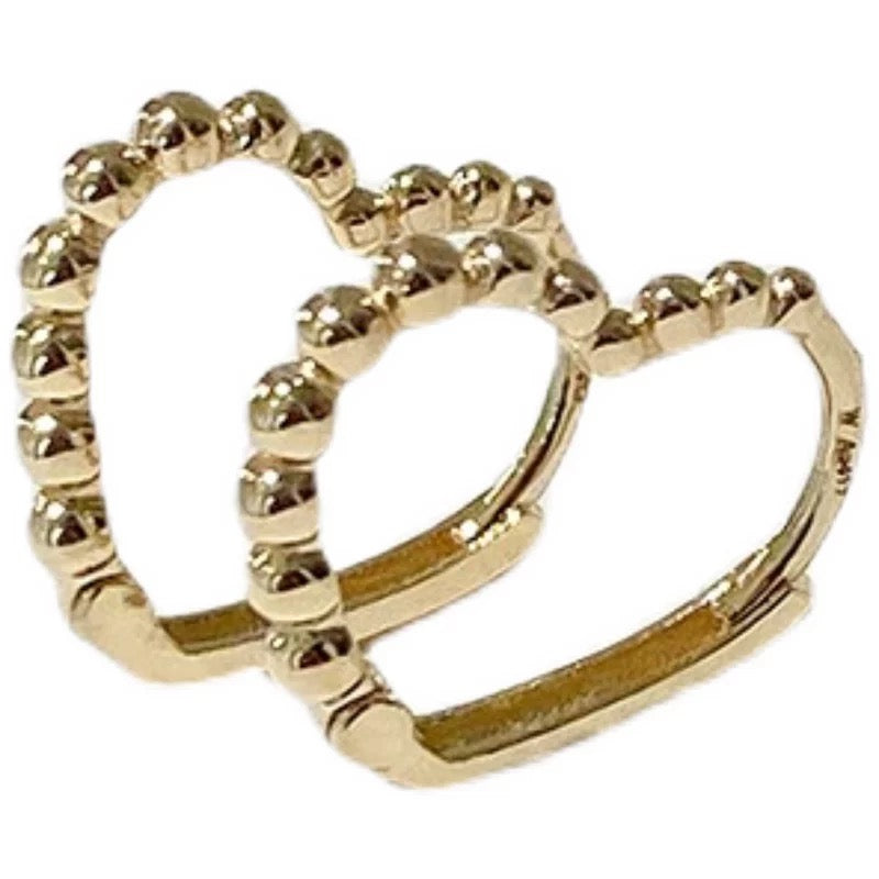 Beaded Heart Huggie Hoops