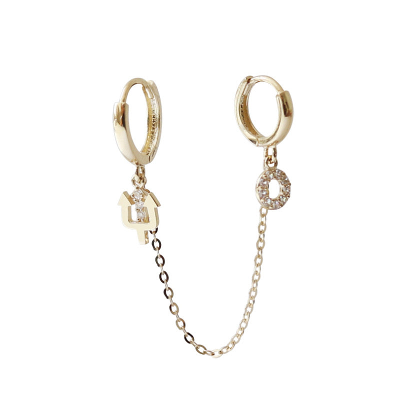 One Piece Huggie Hoops Devil Chain Earrings