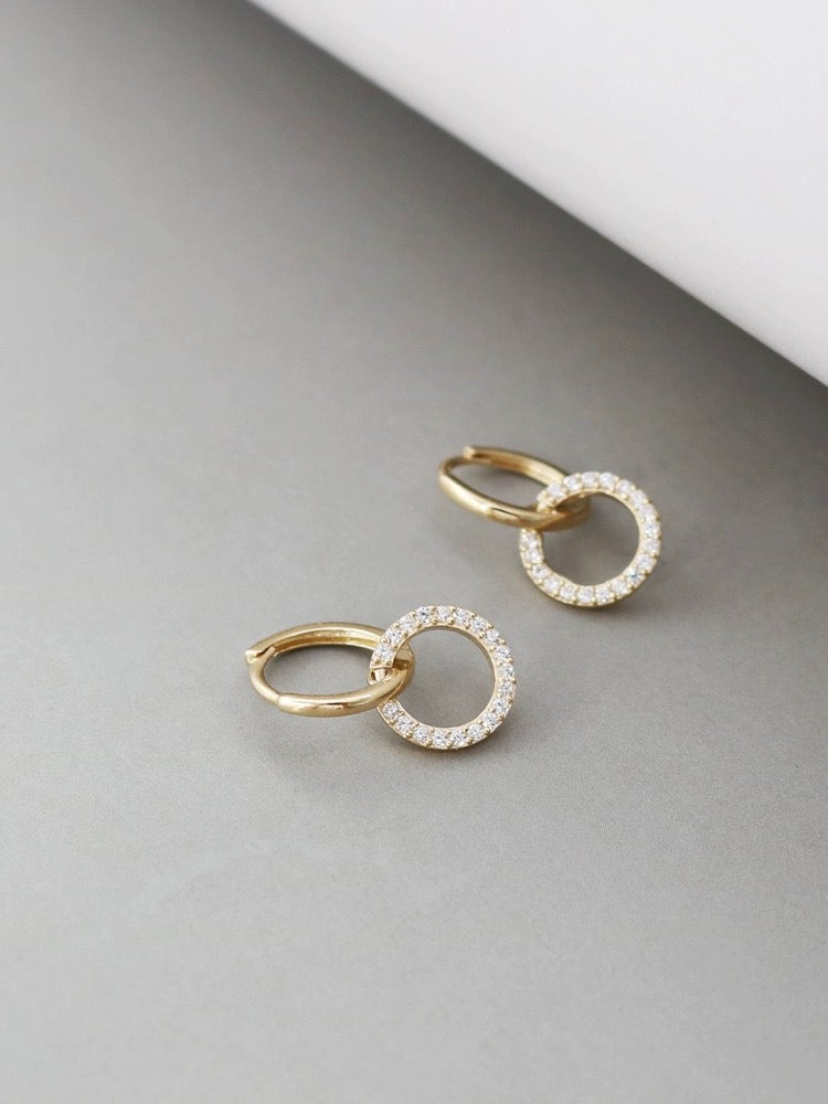 Pave Ring Huggie Hoops