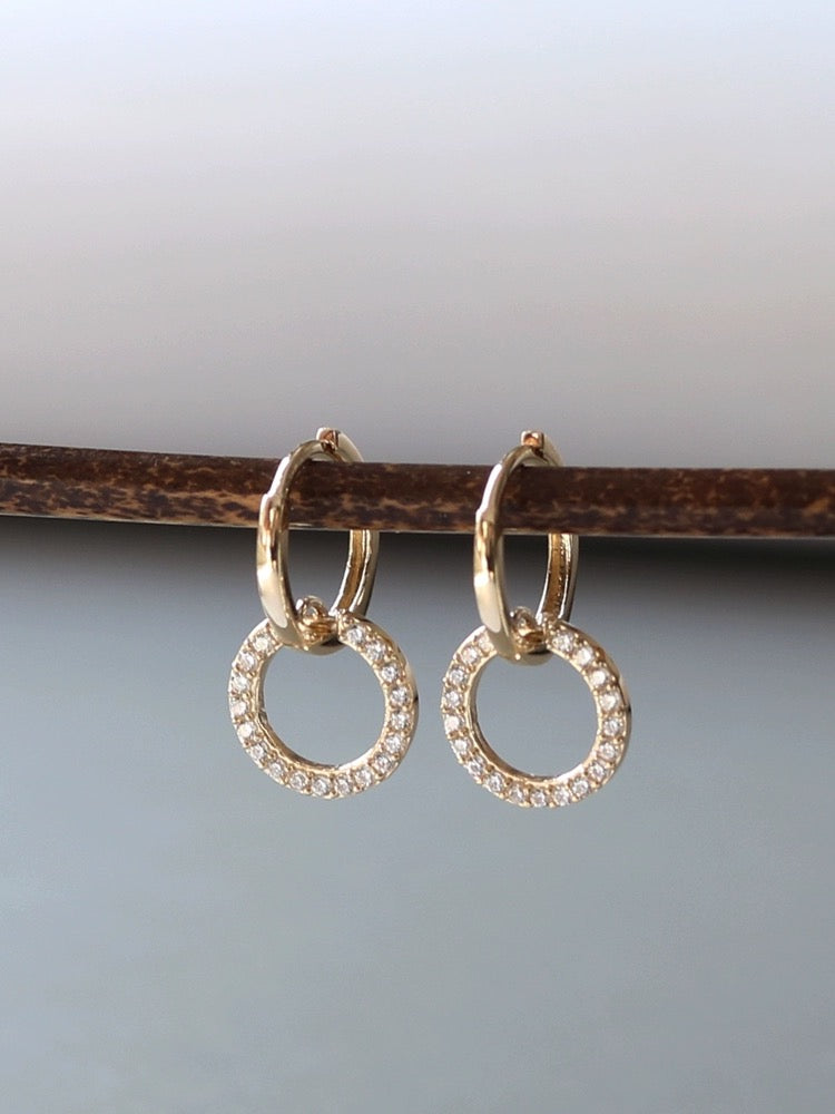 Pave Ring Huggie Hoops