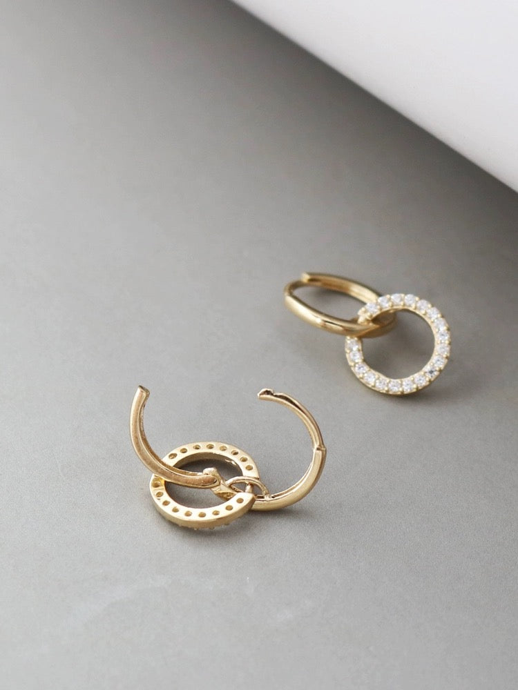 Pave Ring Huggie Hoops