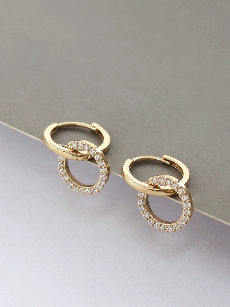 Pave Ring Huggie Hoops