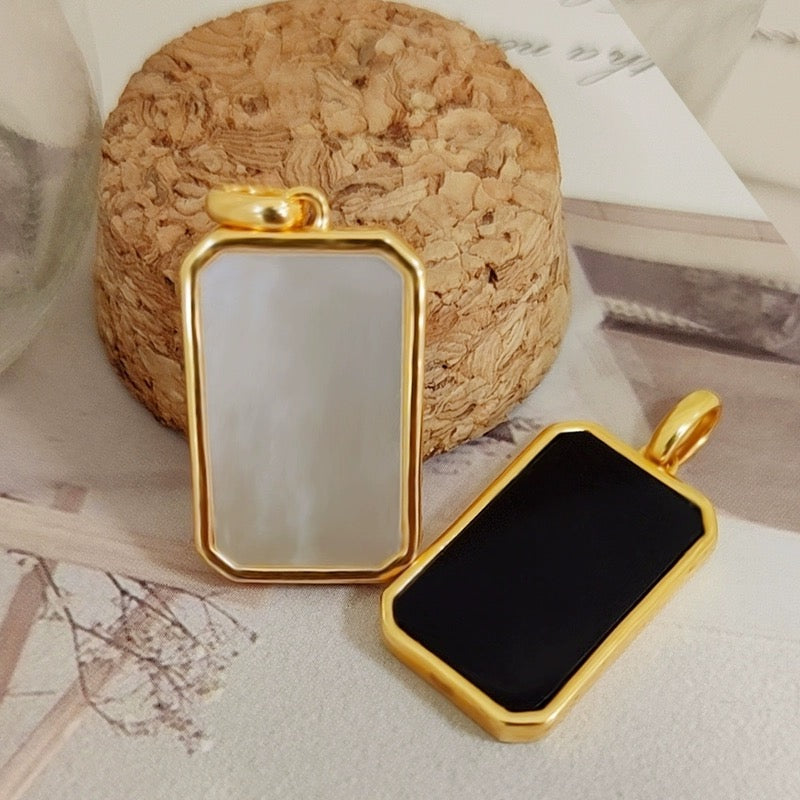 Black / White Mirror Charm Pendant