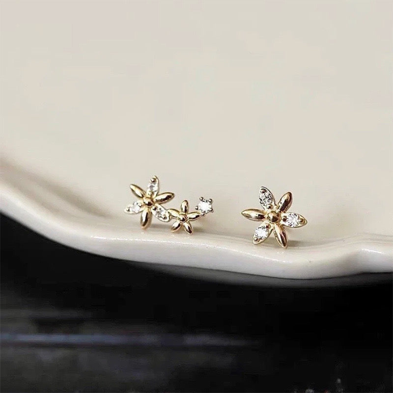 Asymmetric Flower Stud Earrings