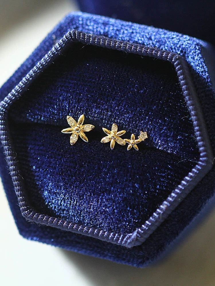 Asymmetric Flower Stud Earrings