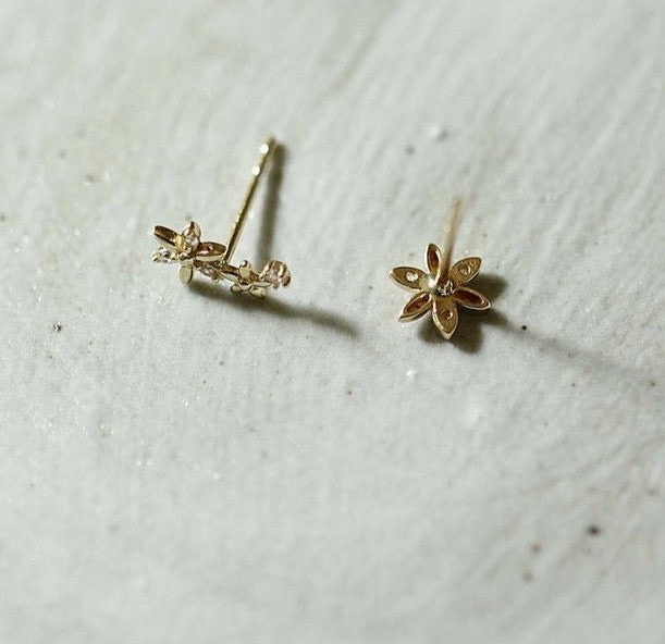 Asymmetric Flower Stud Earrings