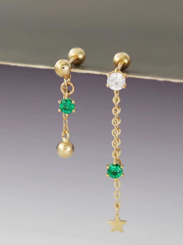 Asymmetric Ivy Chains Stud Earrings