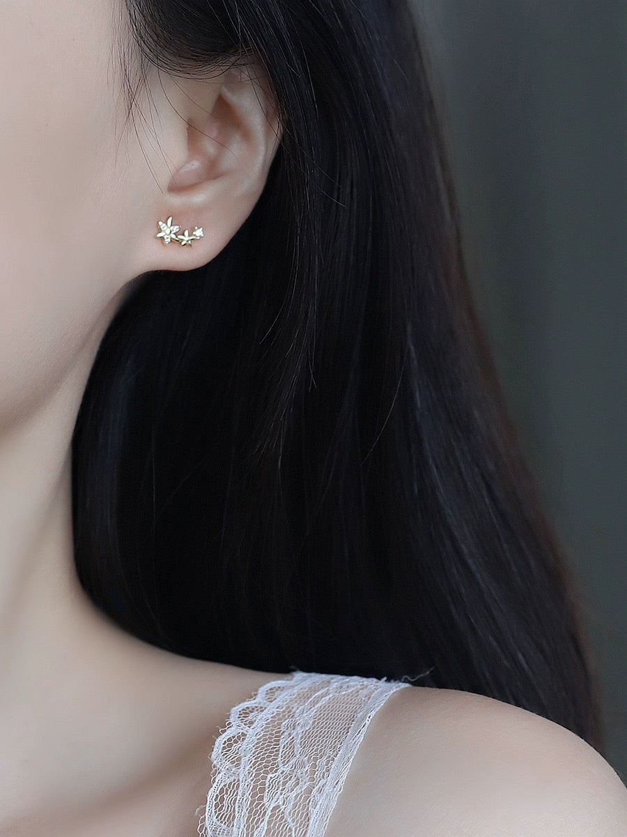 Asymmetric Flower Stud Earrings