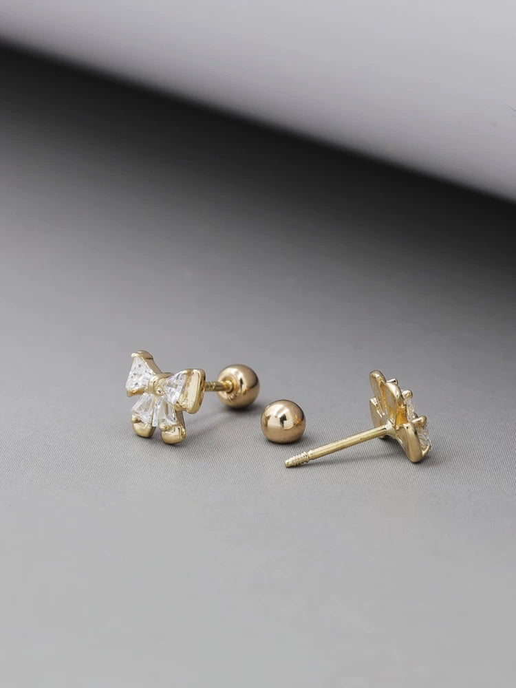 Moissanite Hairbow Stud Earrings