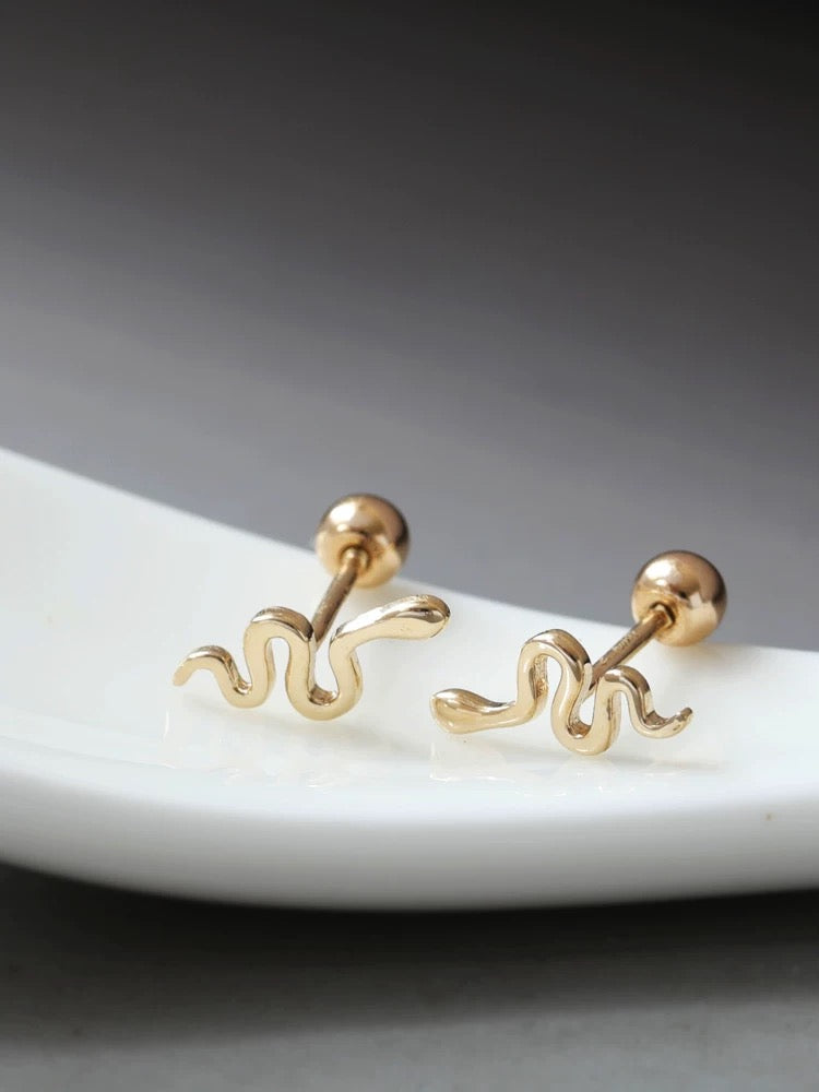 Wavy Snake Stud Earrings