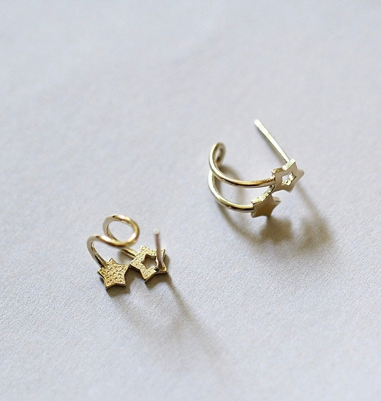 Shooting Stars Cuff Stud Earrings