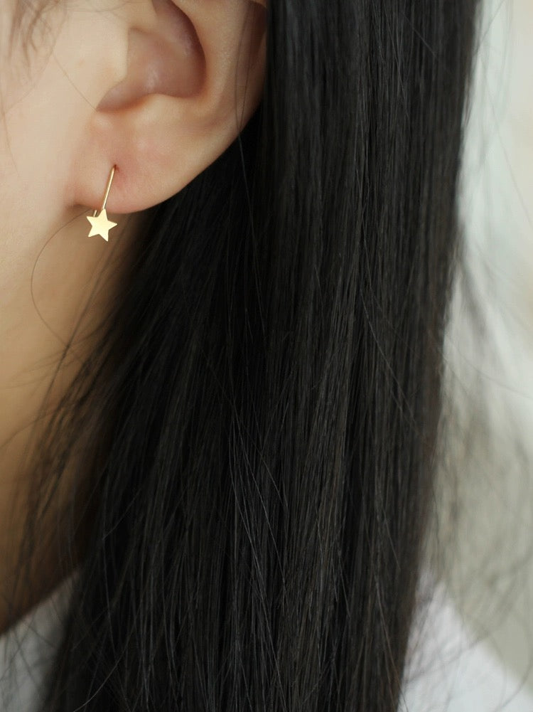 Star Drop Hook Earrings