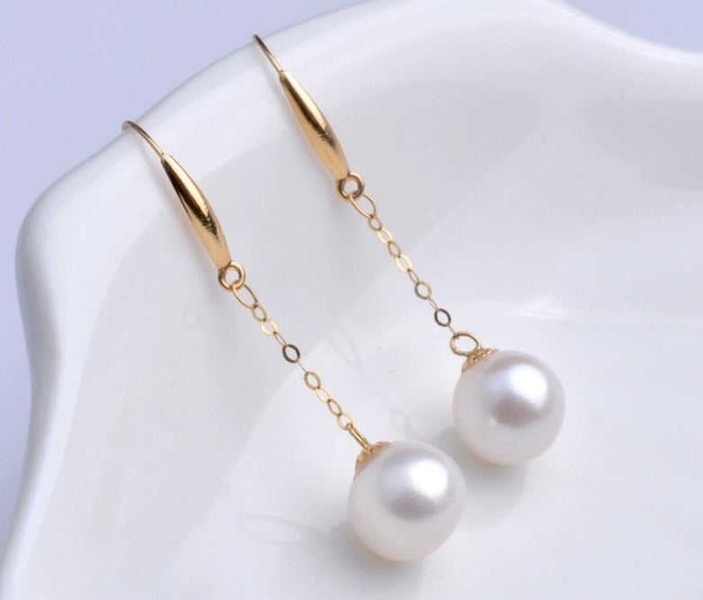 Akoya Pearl Chain Hook Earrings