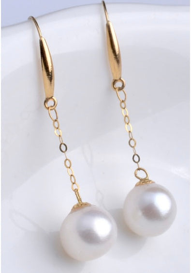 Akoya Pearl Chain Hook Earrings