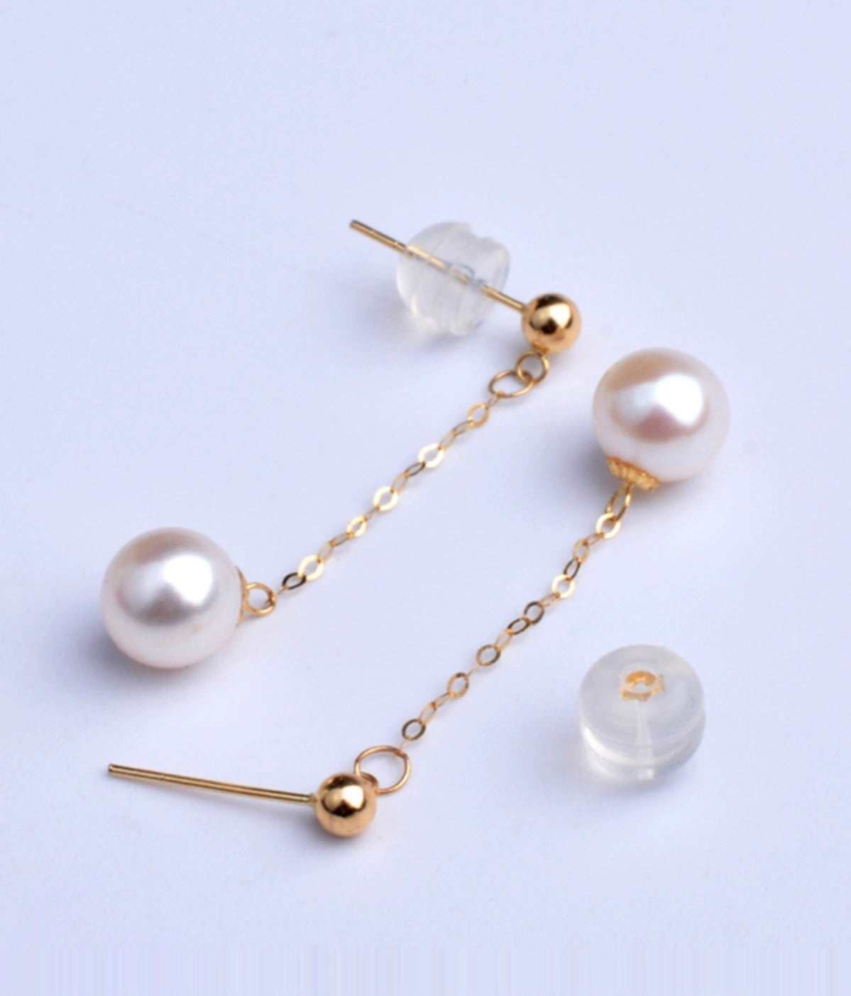 Akoya Pearl Chain Stud Earrings