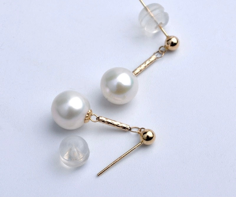 Akoya Pearl Bar Stud Earrings