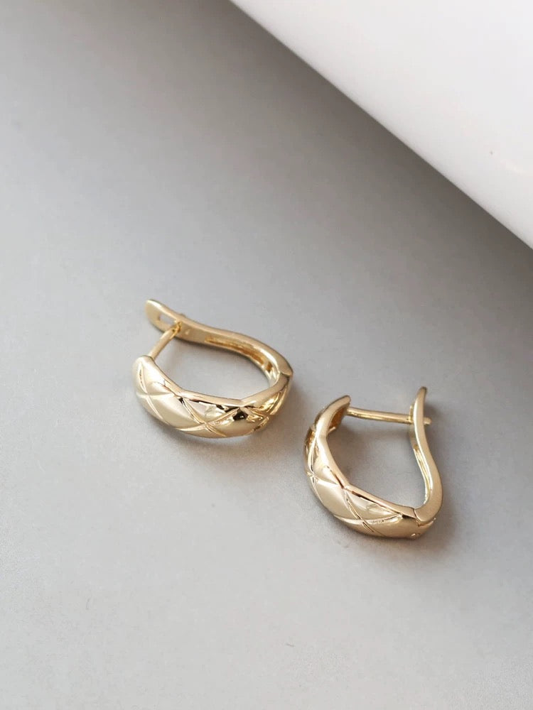 Oval Coco Cross Clip Hoop Earrings