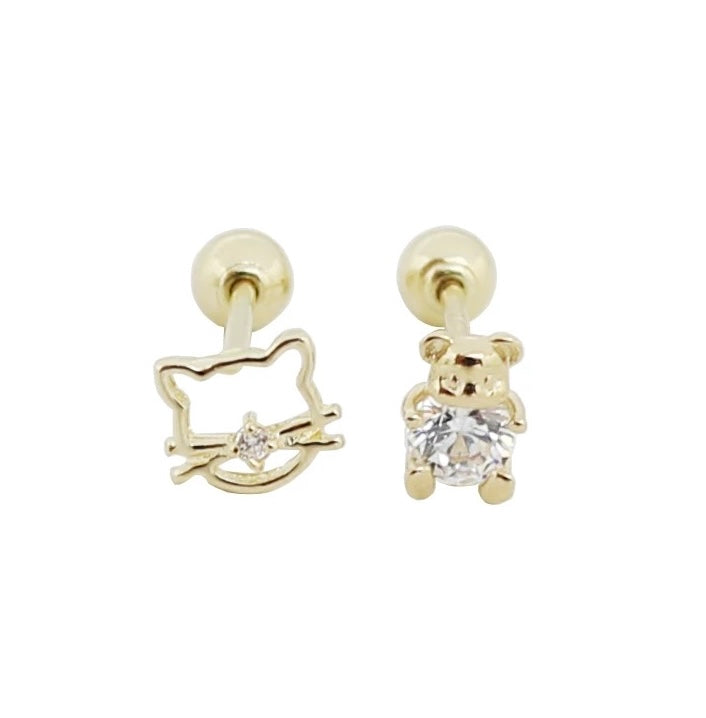 Bear & Cat Stud Earrings