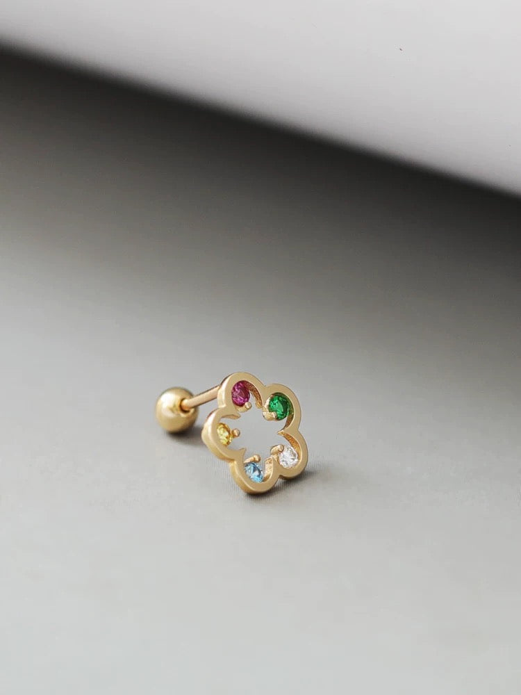 Rainbow Stones Flower Stud Earrings