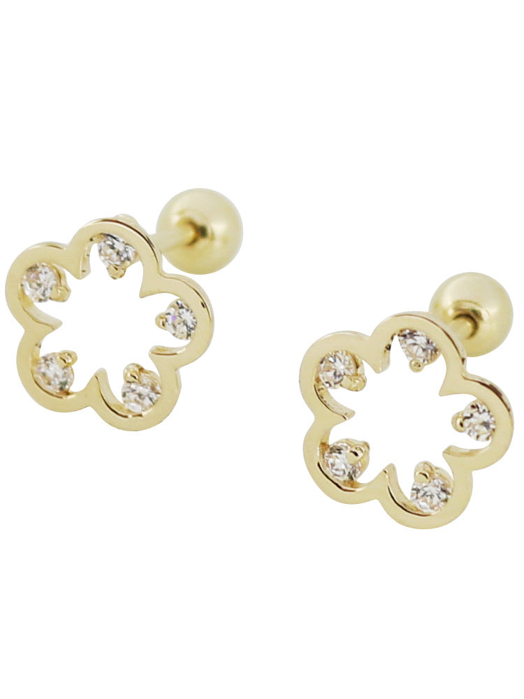 White Stones Flower Stud Earrings