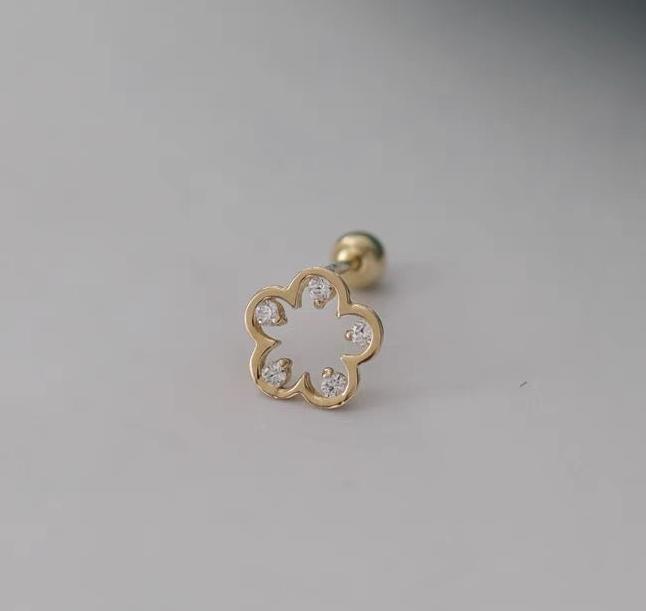 White Stones Flower Stud Earrings