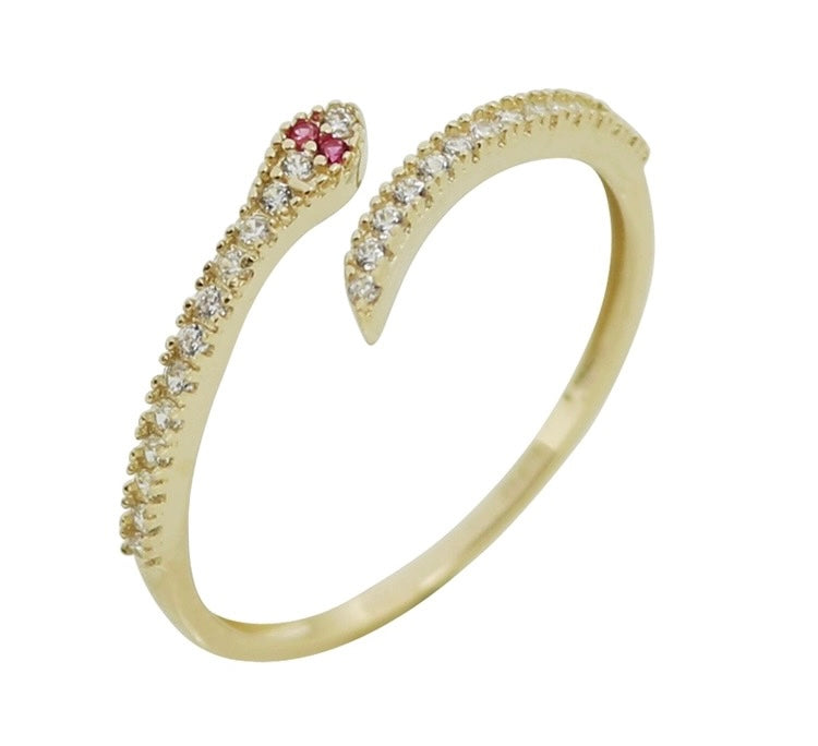 Jewelled Pink Snake Wrap Stackable Ring