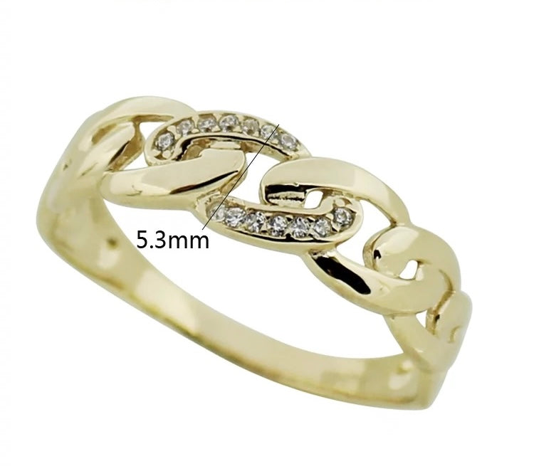 Pave Curb Chain Stackable Ring